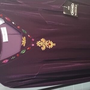 Washable velour evening dress w/beading